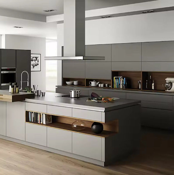 Katı ahşap Modüler Duvar Dolabları Modüler Mutfak Pantry Dolabı Lak Finish 0