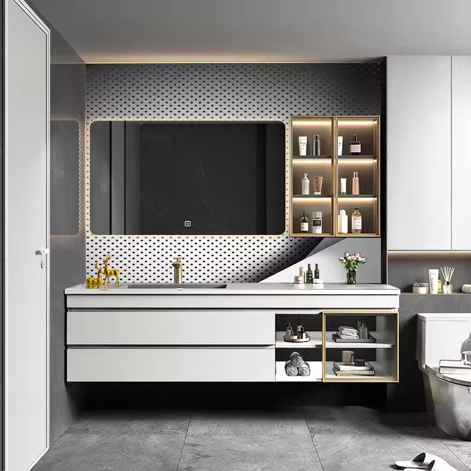 Dolap Yüzen Banyo Vanity Tuvalet Lavabo Birimi Duvara monte edilmiş 1