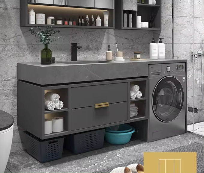 Modern 48 Inch Banyo Vanity Lavabo Dolabı Kombinasyonu 1