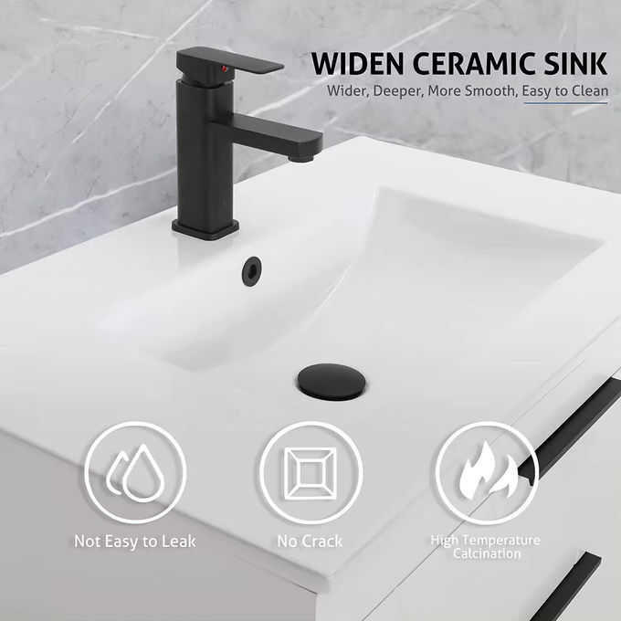 Özel Beyaz Yüzen Banyo Lavabo Vanity Birimi 500mm 0