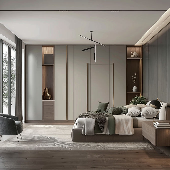Katı ahşap ayarlanabilir gardırop dolabı / gardırop dolabı özelleştirilmiş renk Modern tasarım tarzı 1